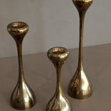 Trio of Midcentury Swedish Brass Candleholders