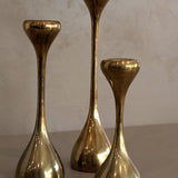 Trio of Midcentury Swedish Brass Candleholders
