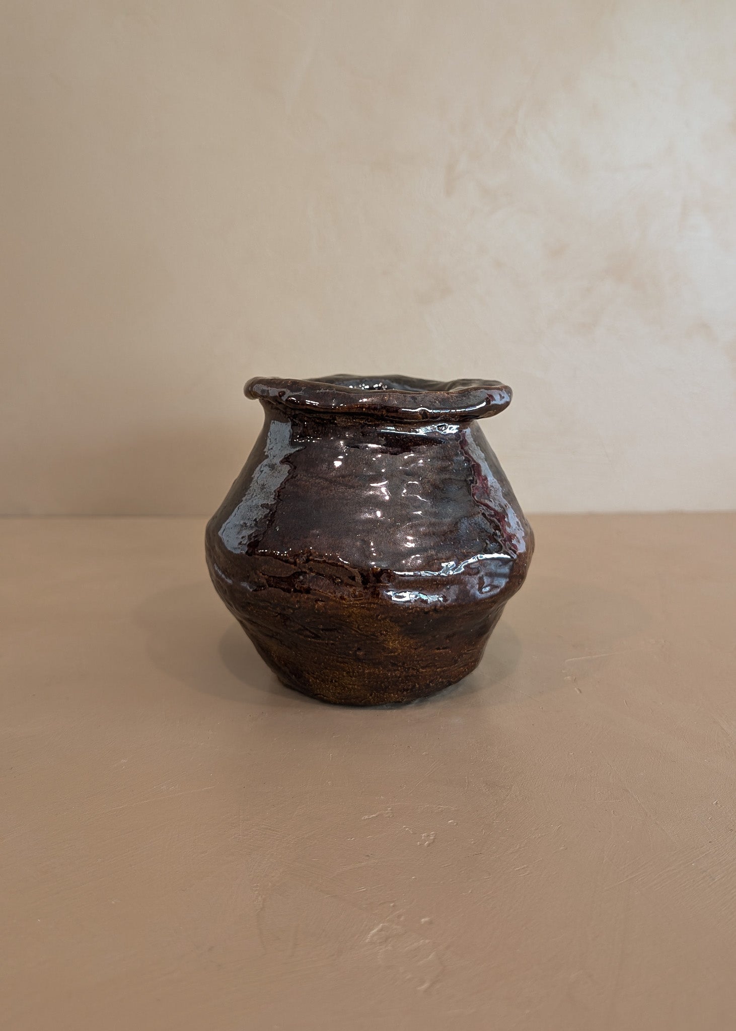 Organic Brown Glaze Signed Studio Pottery Vase