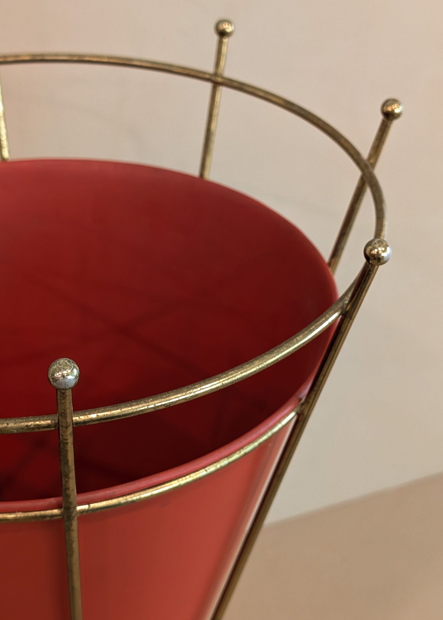 Midcentury Atomic Vitra Brass and Metal Umbrella Stand