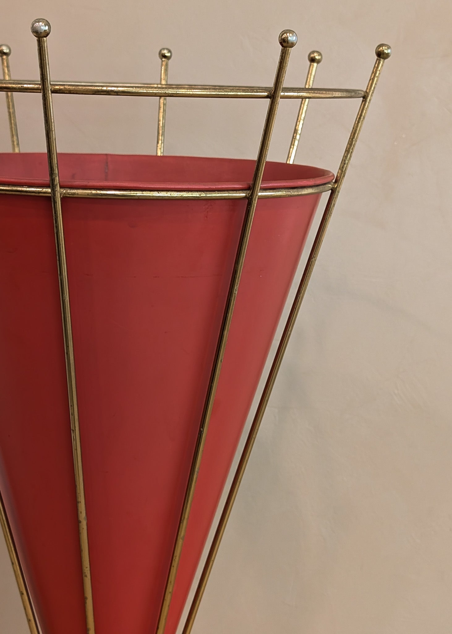 Midcentury Atomic Vitra Brass and Metal Umbrella Stand
