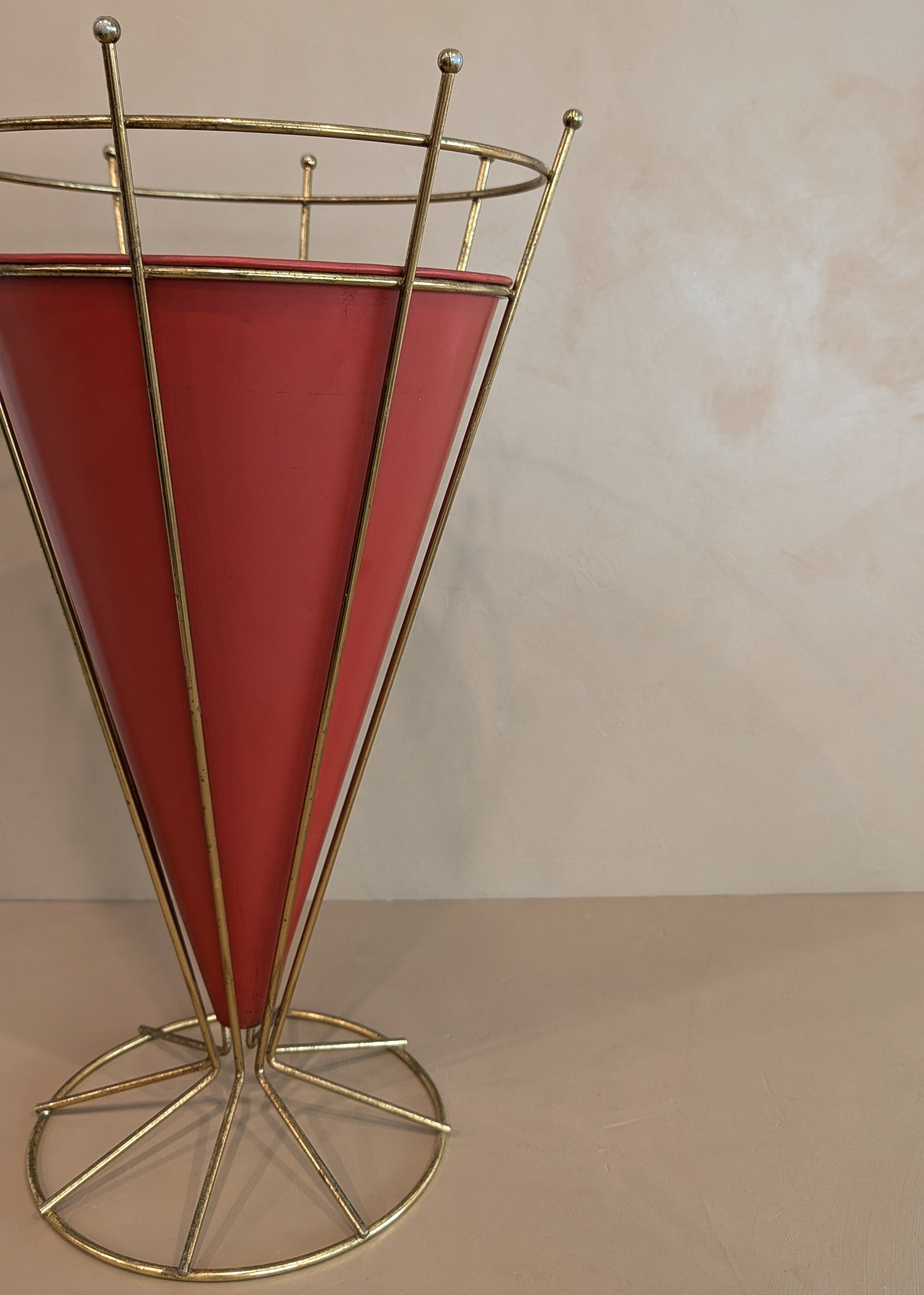 Midcentury Atomic Vitra Brass and Metal Umbrella Stand