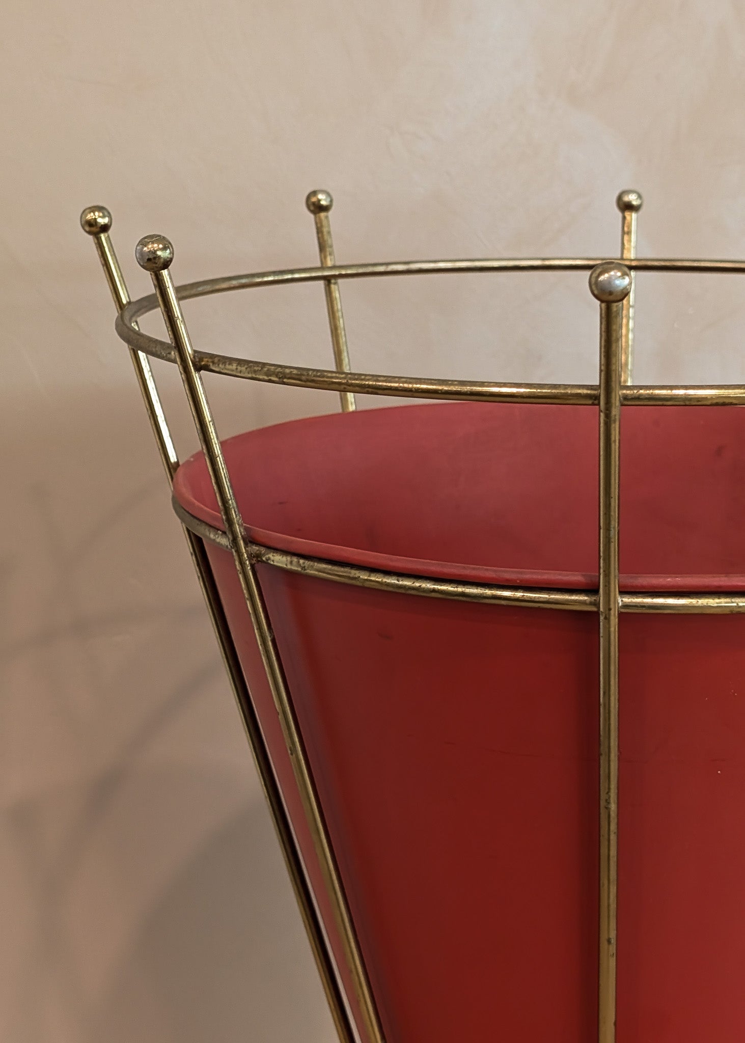 Midcentury Atomic Vitra Brass and Metal Umbrella Stand