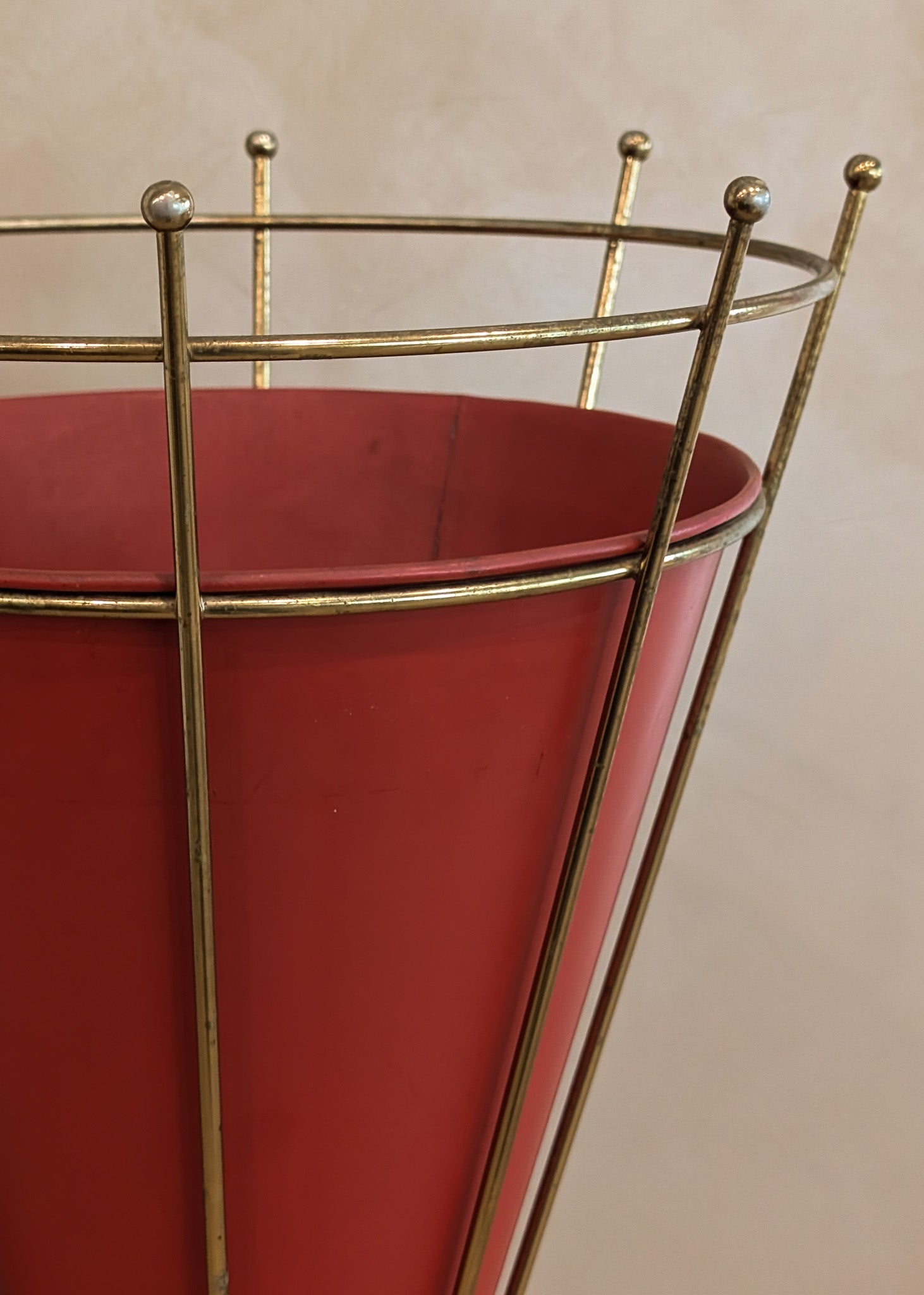 Midcentury Atomic Vitra Brass and Metal Umbrella Stand
