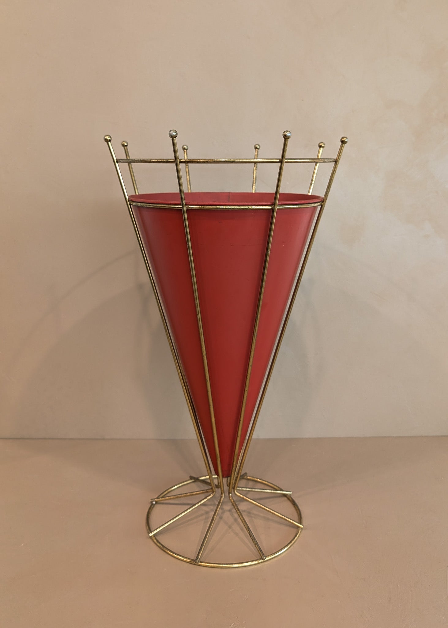 Midcentury Atomic Vitra Brass and Metal Umbrella Stand