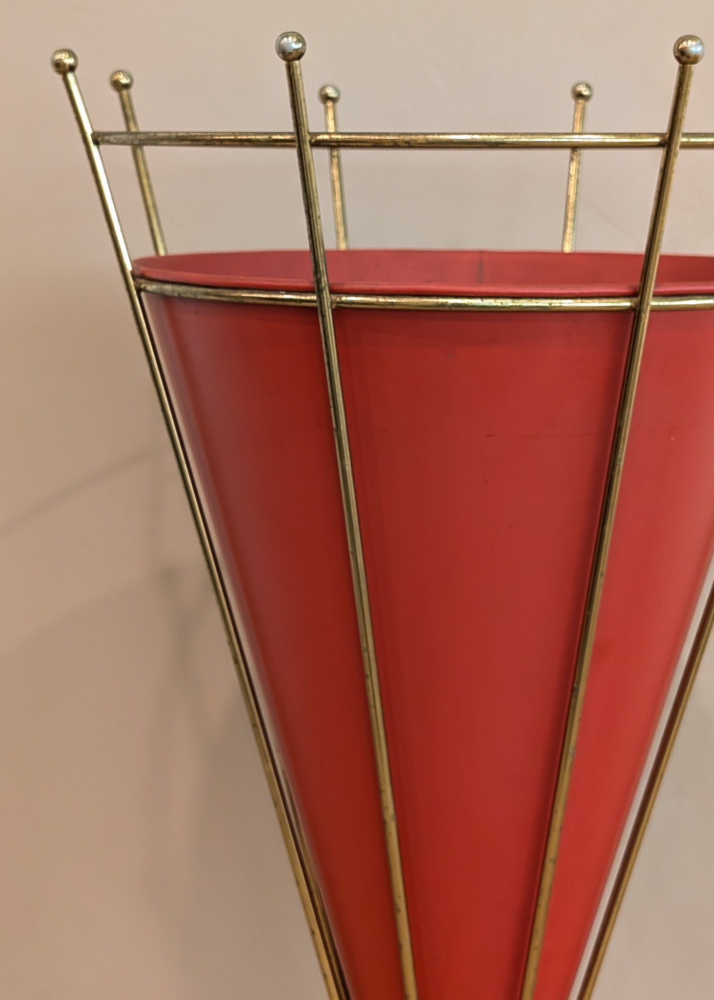 Midcentury Atomic Vitra Brass and Metal Umbrella Stand