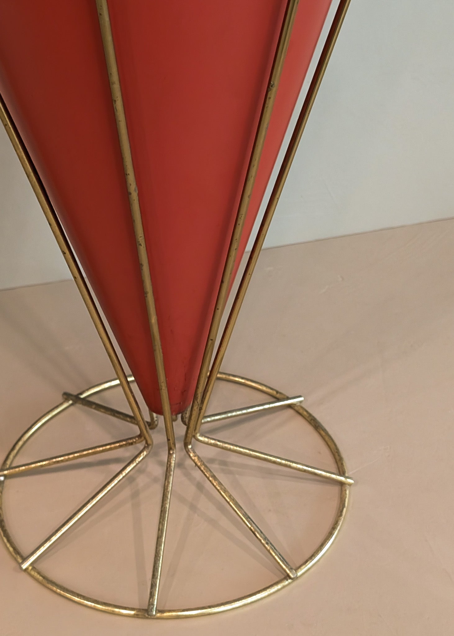 Midcentury Atomic Vitra Brass and Metal Umbrella Stand