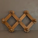 Vintage Charlotte Perriand-Style Chunky Pine Ball Knob Expandable Coat/Hat Rack