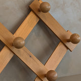 Vintage Charlotte Perriand-Style Chunky Pine Ball Knob Expandable Coat/Hat Rack