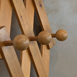 Vintage Charlotte Perriand-Style Chunky Pine Ball Knob Expandable Coat/Hat Rack