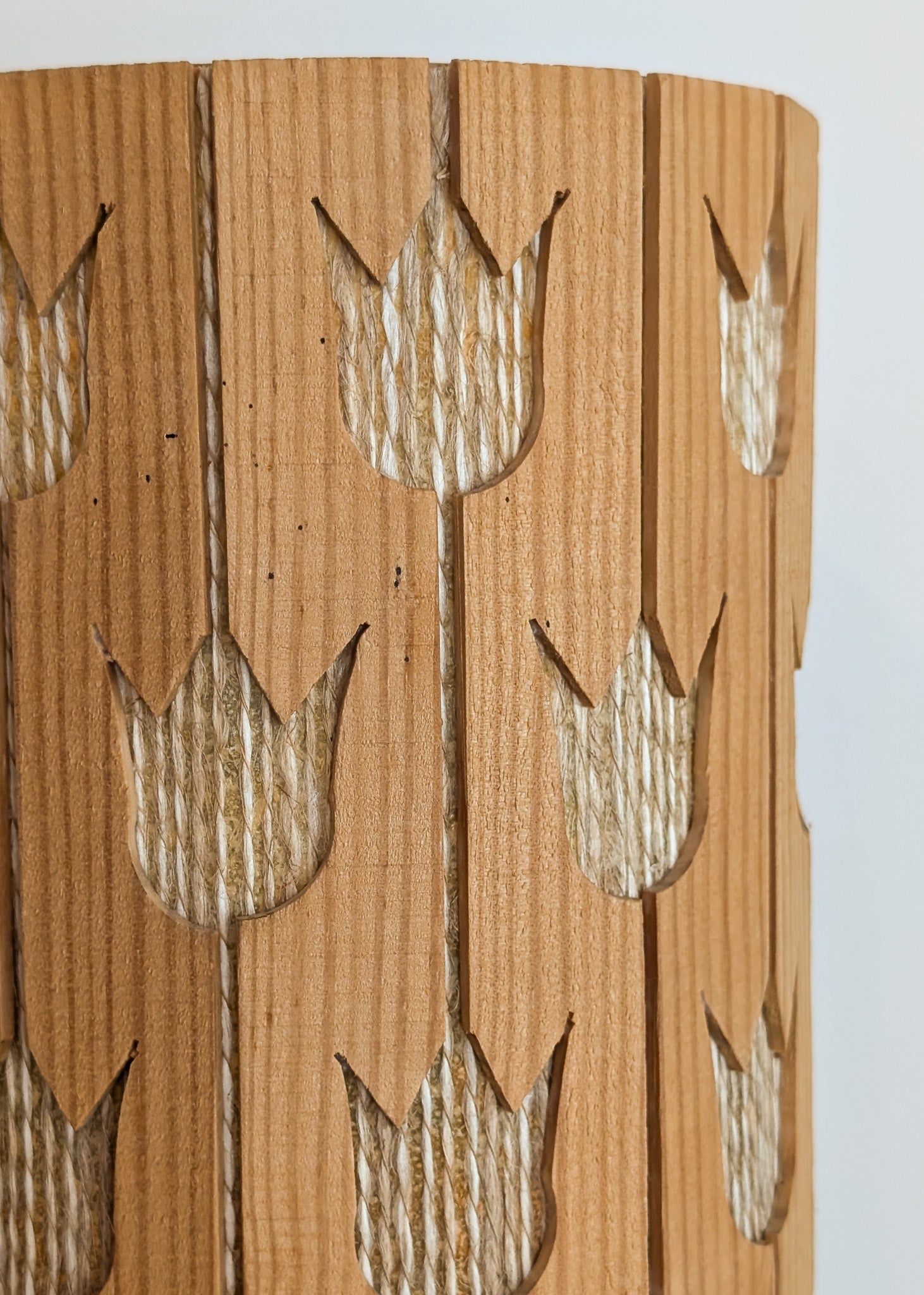 Vintage Swedish Pine and String Wall Sconce with Tulip Cutouts