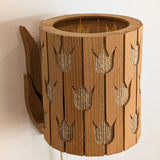 Vintage Swedish Pine and String Wall Sconce with Tulip Cutouts