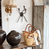 Vintage Wrought Iron Brutalist Gothic Candelabra Wall Sconce