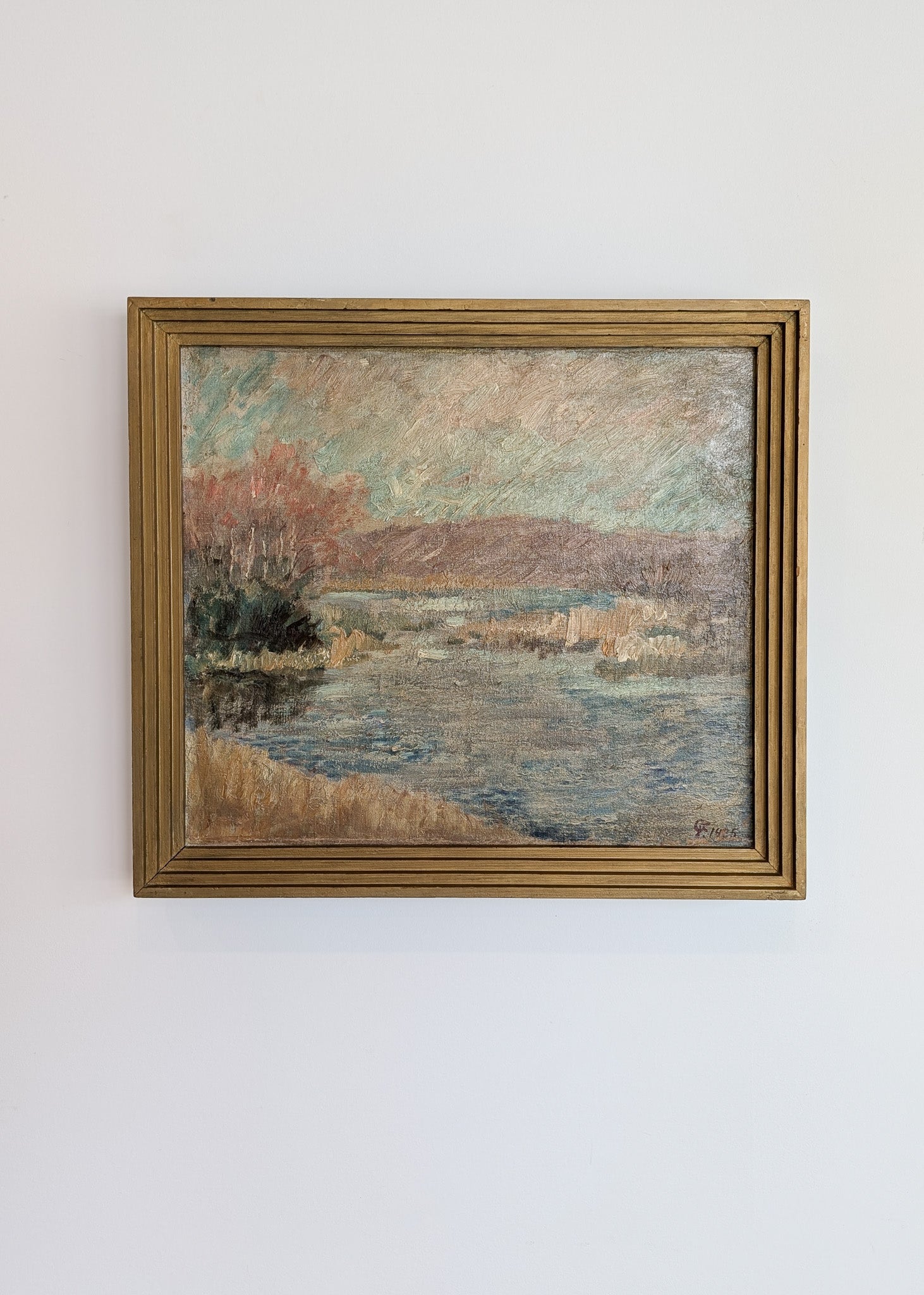 Signed and Framed 1935 Danish Impressionist Landscape Oil Painting