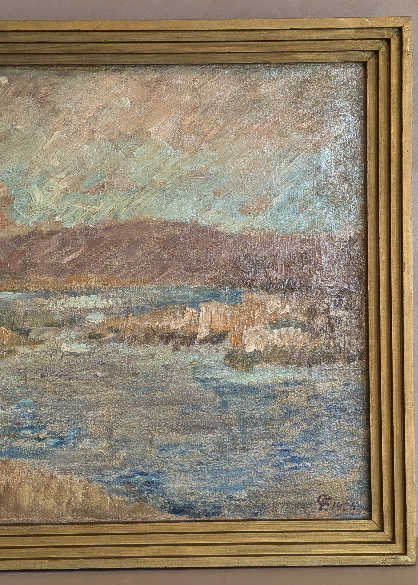 Signed and Framed 1935 Danish Impressionist Landscape Oil Painting