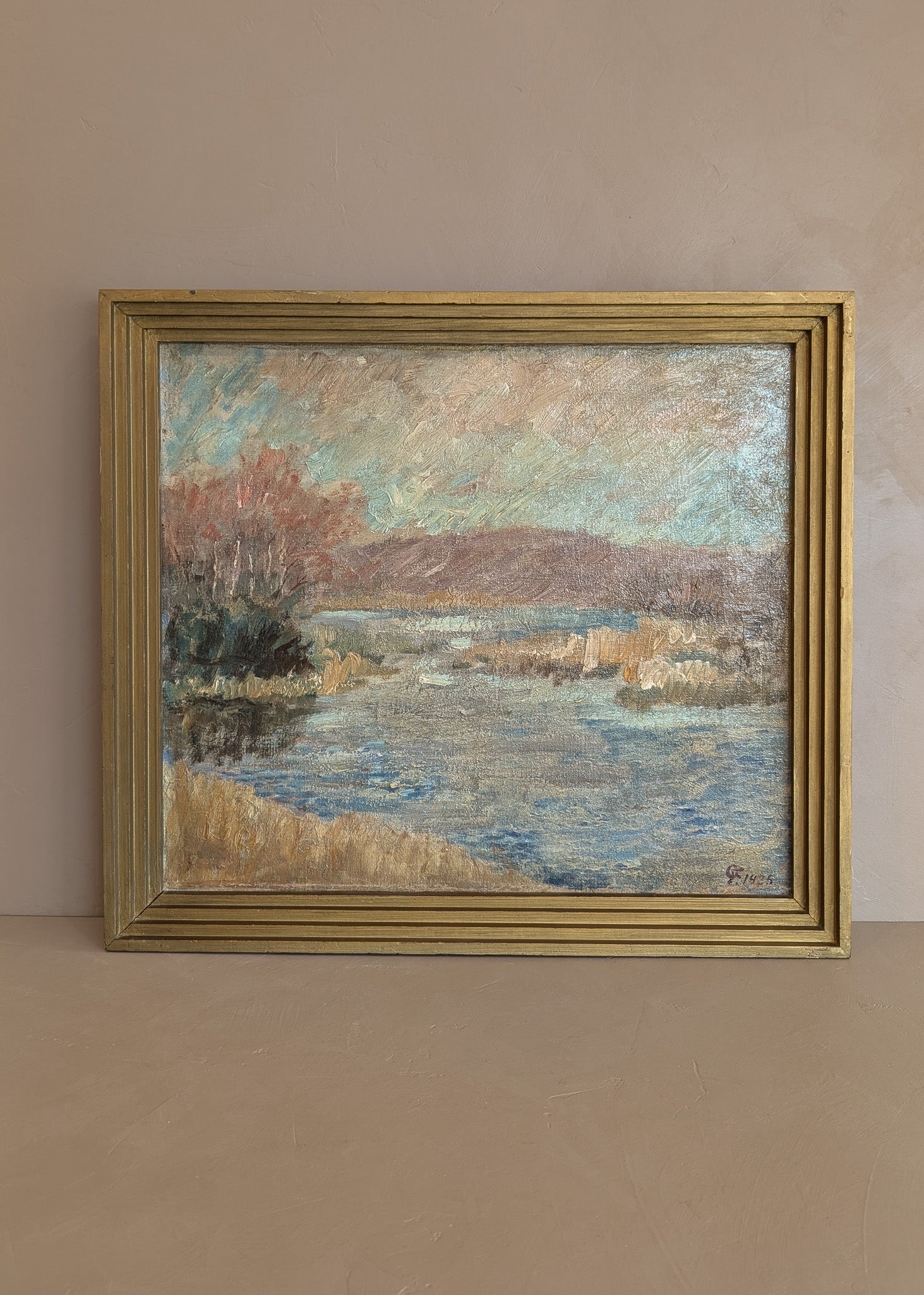 Signed and Framed 1935 Danish Impressionist Landscape Oil Painting