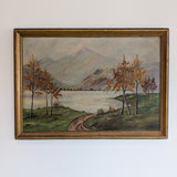 Large Framed Vintage Original Impressionist Landscape with Sheep Painting