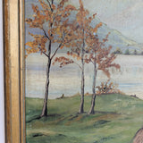 Large Framed Vintage Original Impressionist Landscape with Sheep Painting