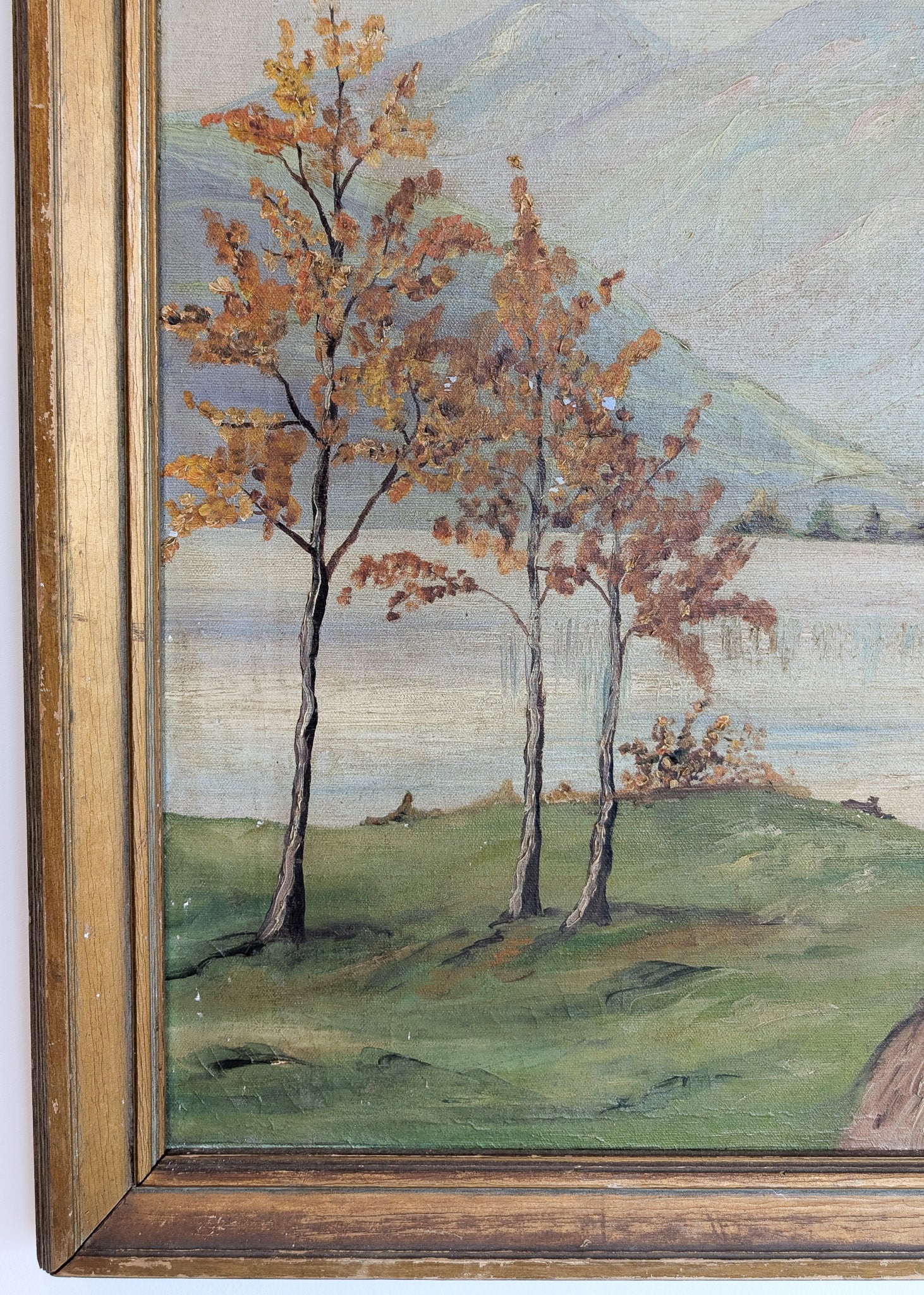 Large Framed Vintage Original Impressionist Landscape with Sheep Painting