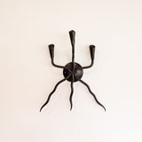 Vintage Wrought Iron Brutalist Gothic Candelabra Wall Sconce