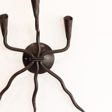 Vintage Wrought Iron Brutalist Gothic Candelabra Wall Sconce