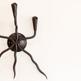 Vintage Wrought Iron Brutalist Gothic Candelabra Wall Sconce
