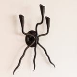Vintage Wrought Iron Brutalist Gothic Candelabra Wall Sconce