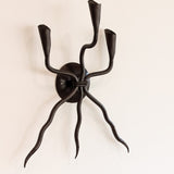 Vintage Wrought Iron Brutalist Gothic Candelabra Wall Sconce