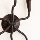Vintage Wrought Iron Brutalist Gothic Candelabra Wall Sconce
