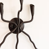 Vintage Wrought Iron Brutalist Gothic Candelabra Wall Sconce