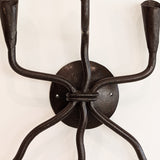 Vintage Wrought Iron Brutalist Gothic Candelabra Wall Sconce