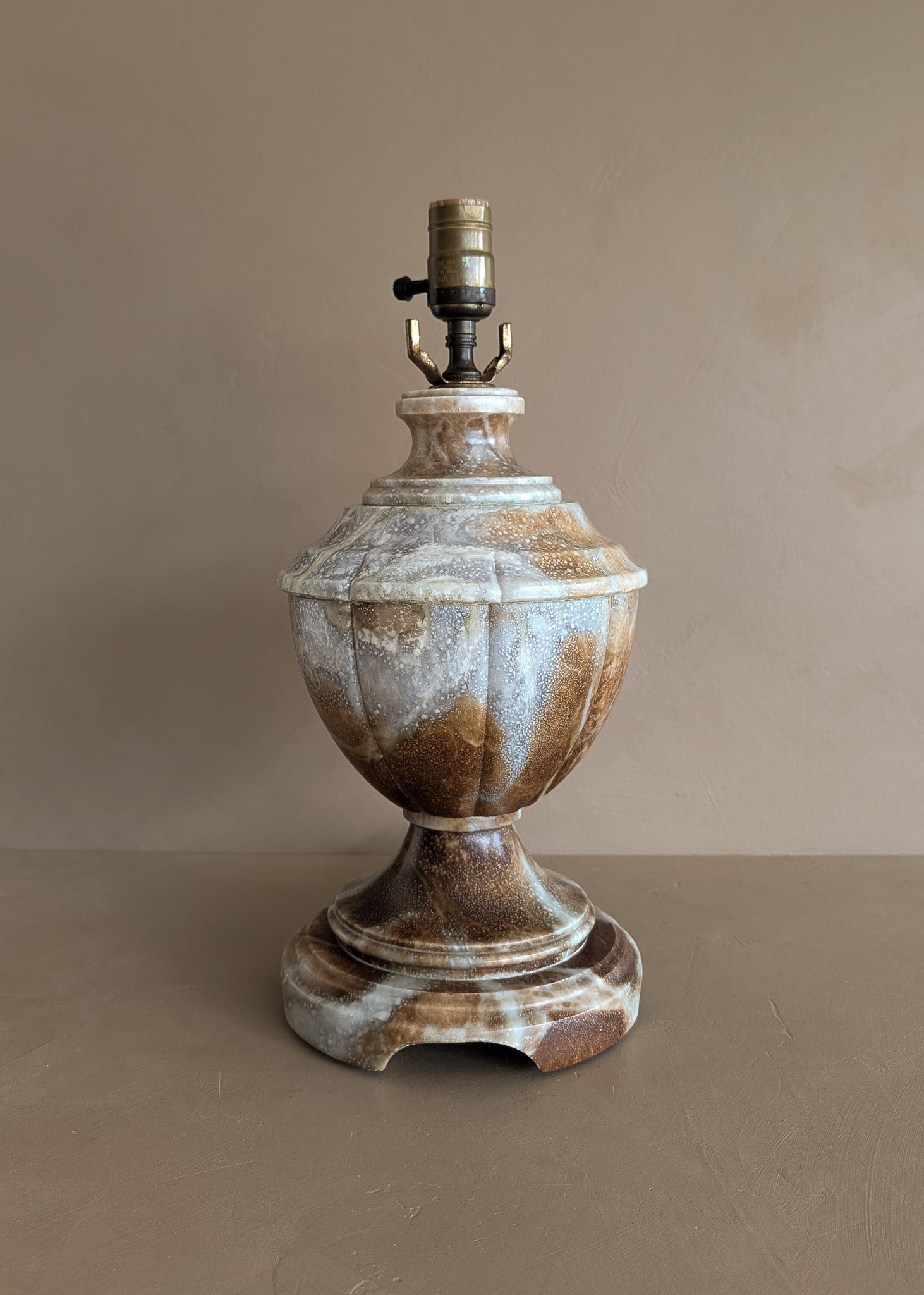 Unique Large Vintage Blue and Brown Alabaster Table Lamp