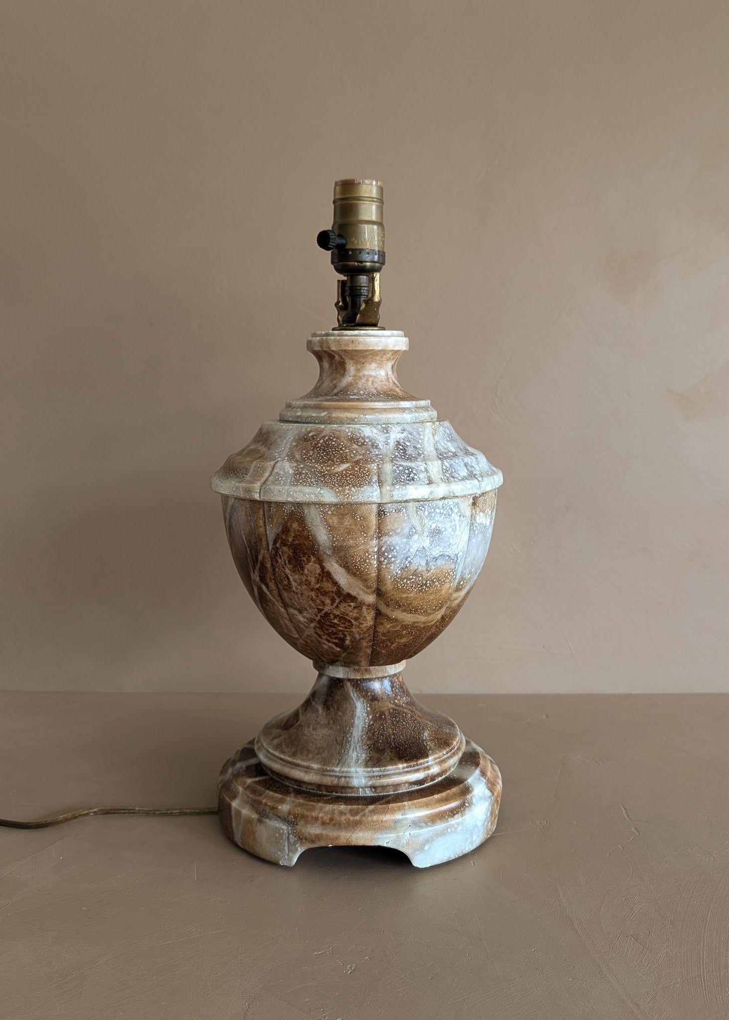 Unique Large Vintage Blue and Brown Alabaster Table Lamp