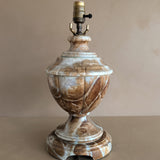 Unique Large Vintage Blue and Brown Alabaster Table Lamp