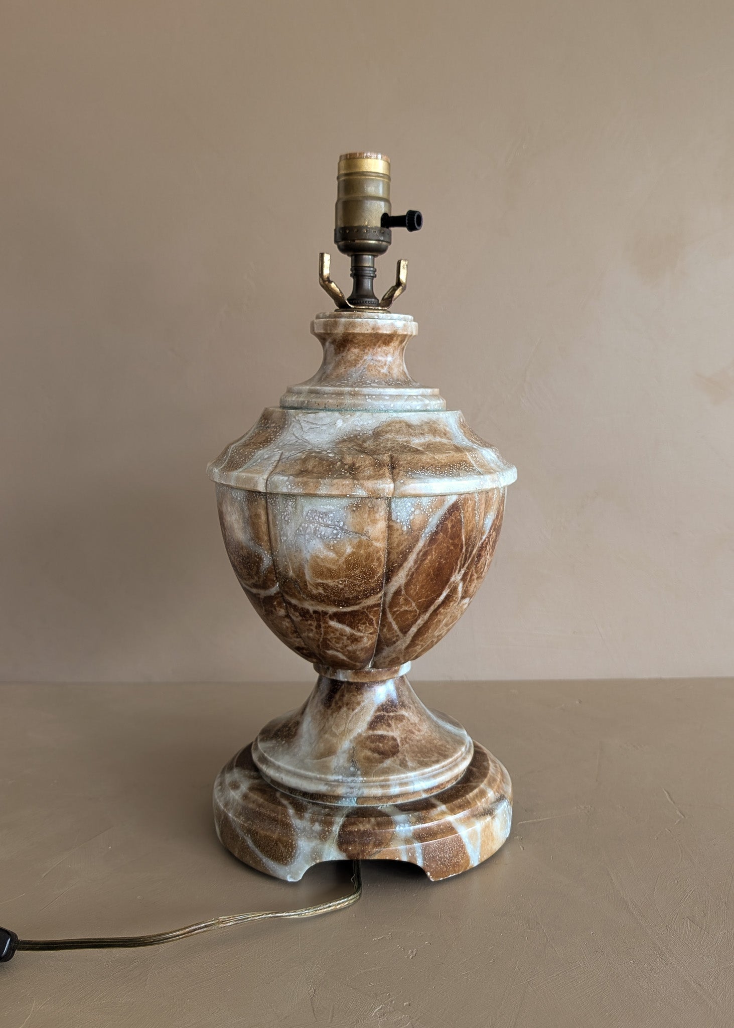 Unique Large Vintage Blue and Brown Alabaster Table Lamp