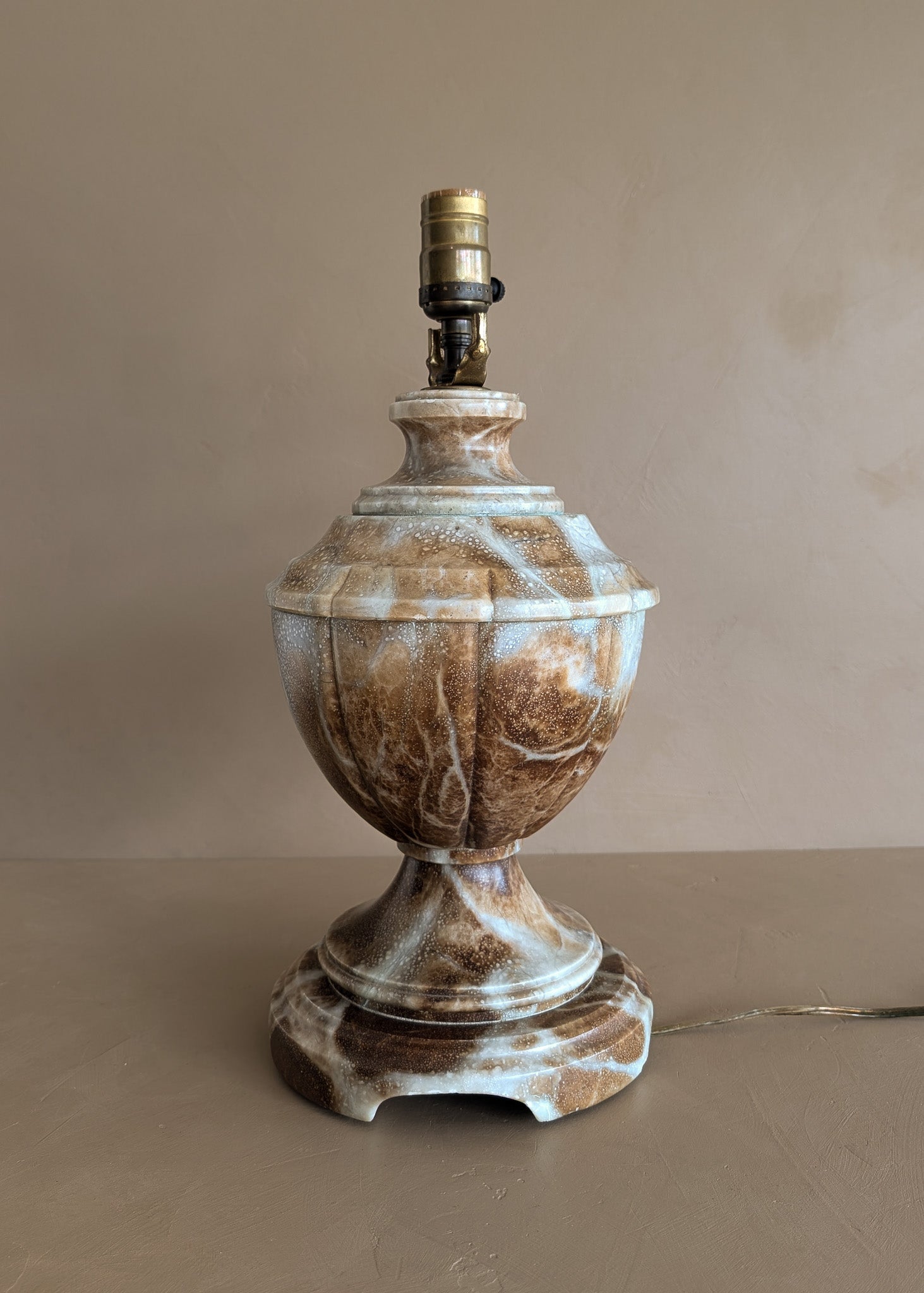 Unique Large Vintage Blue and Brown Alabaster Table Lamp
