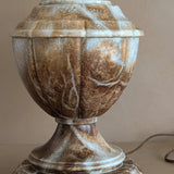 Unique Large Vintage Blue and Brown Alabaster Table Lamp