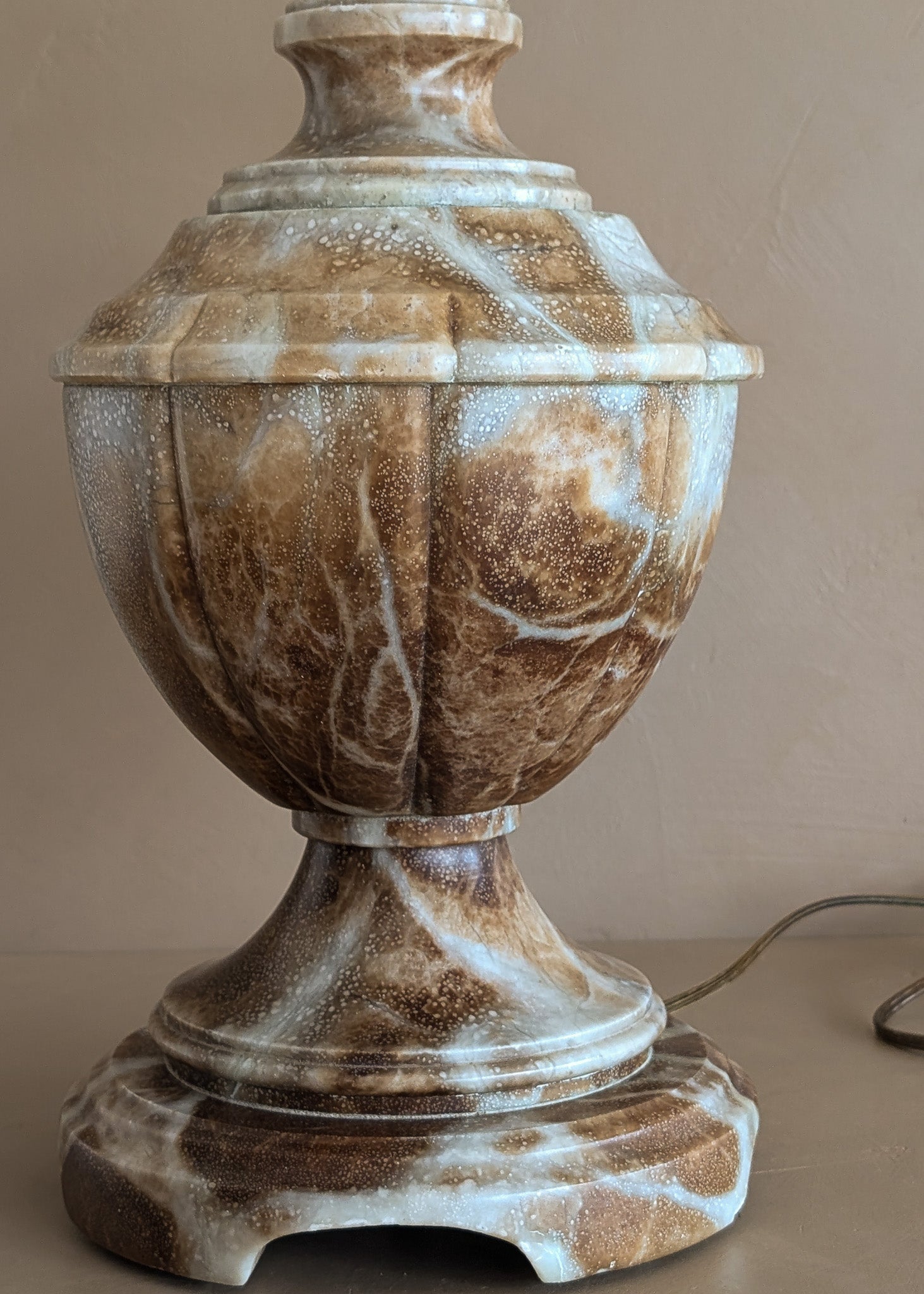 Unique Large Vintage Blue and Brown Alabaster Table Lamp