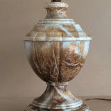 Unique Large Vintage Blue and Brown Alabaster Table Lamp