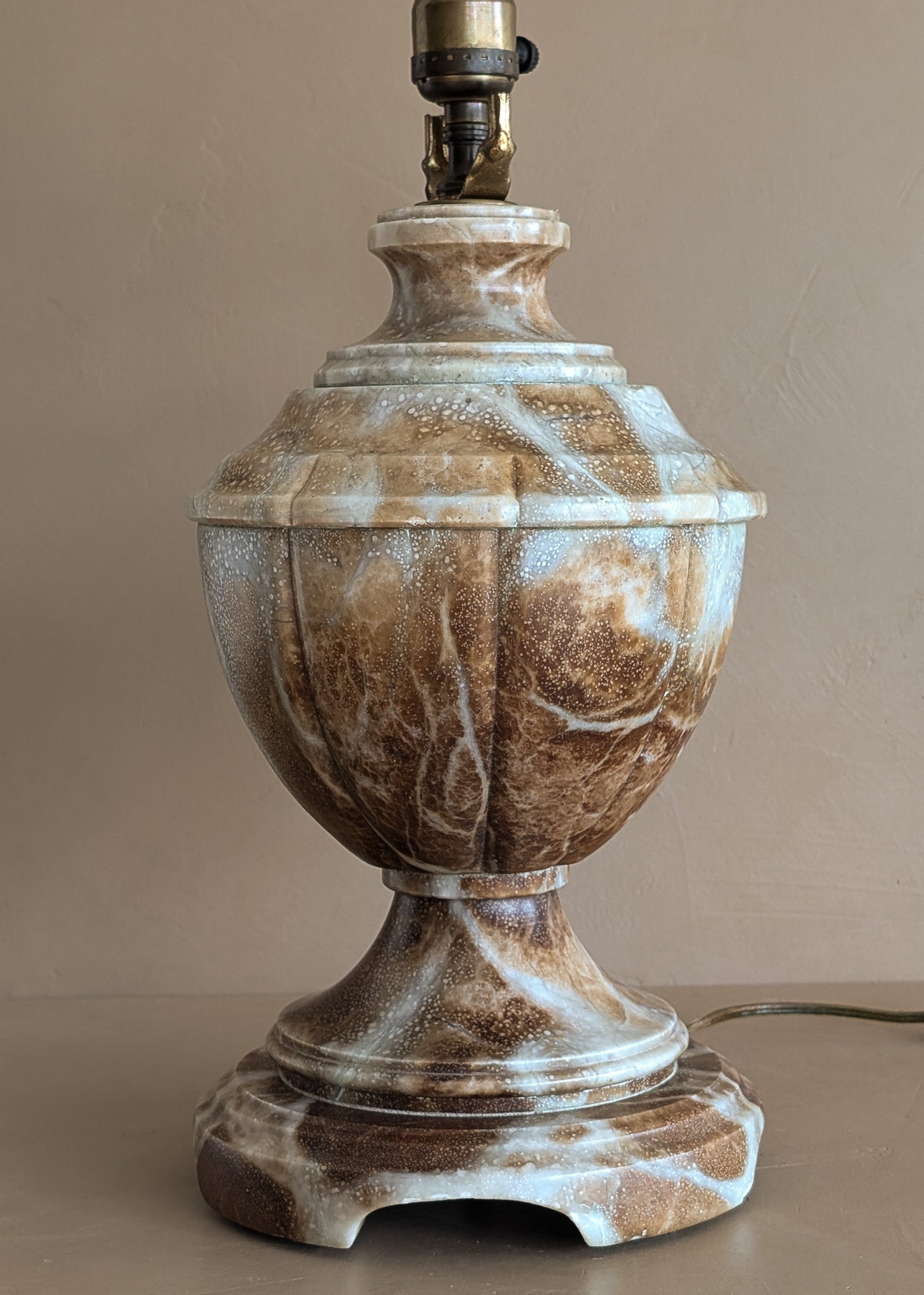 Unique Large Vintage Blue and Brown Alabaster Table Lamp