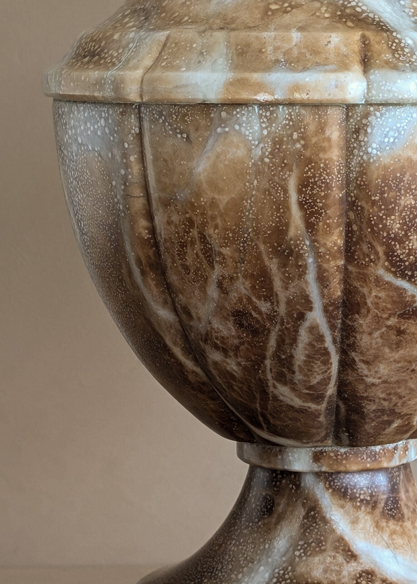 Unique Large Vintage Blue and Brown Alabaster Table Lamp