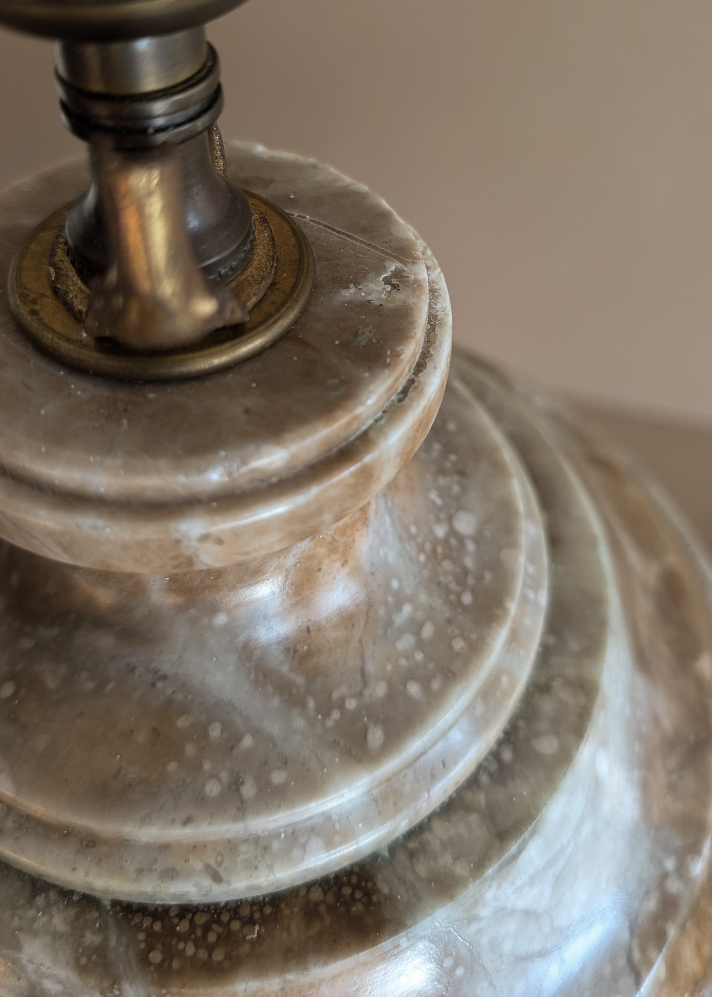 Unique Large Vintage Blue and Brown Alabaster Table Lamp
