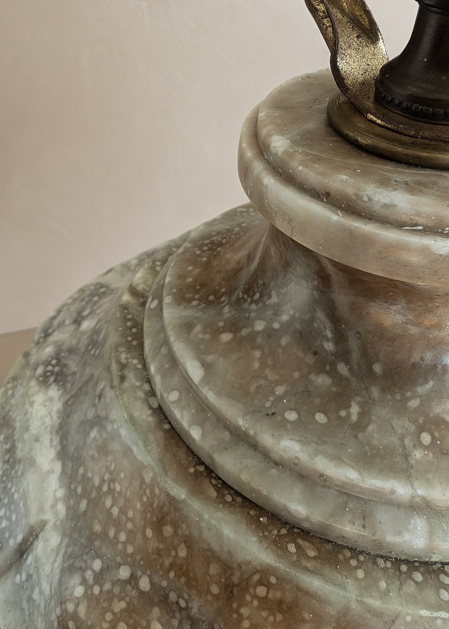 Unique Large Vintage Blue and Brown Alabaster Table Lamp