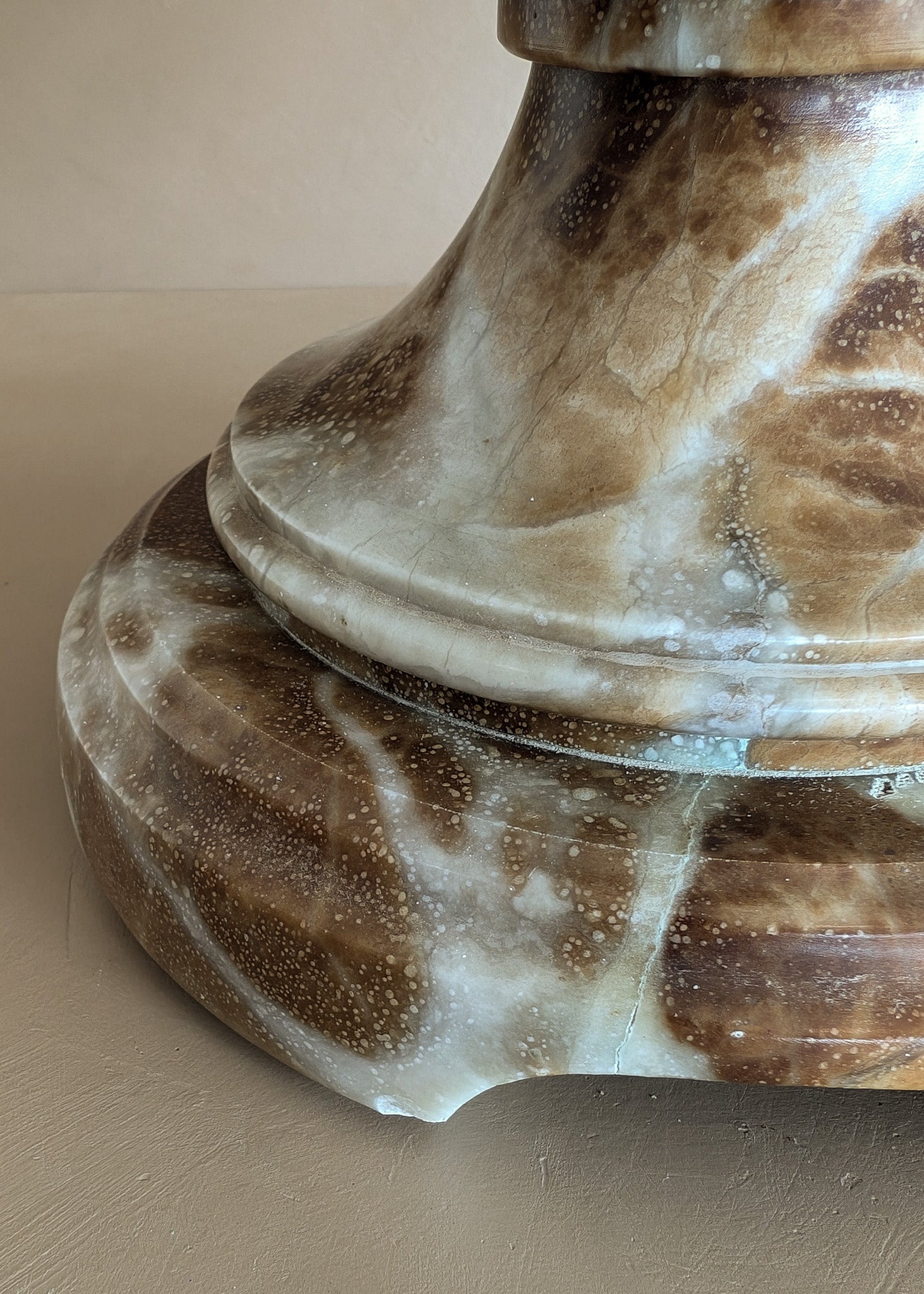 Unique Large Vintage Blue and Brown Alabaster Table Lamp