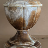 Unique Large Vintage Blue and Brown Alabaster Table Lamp
