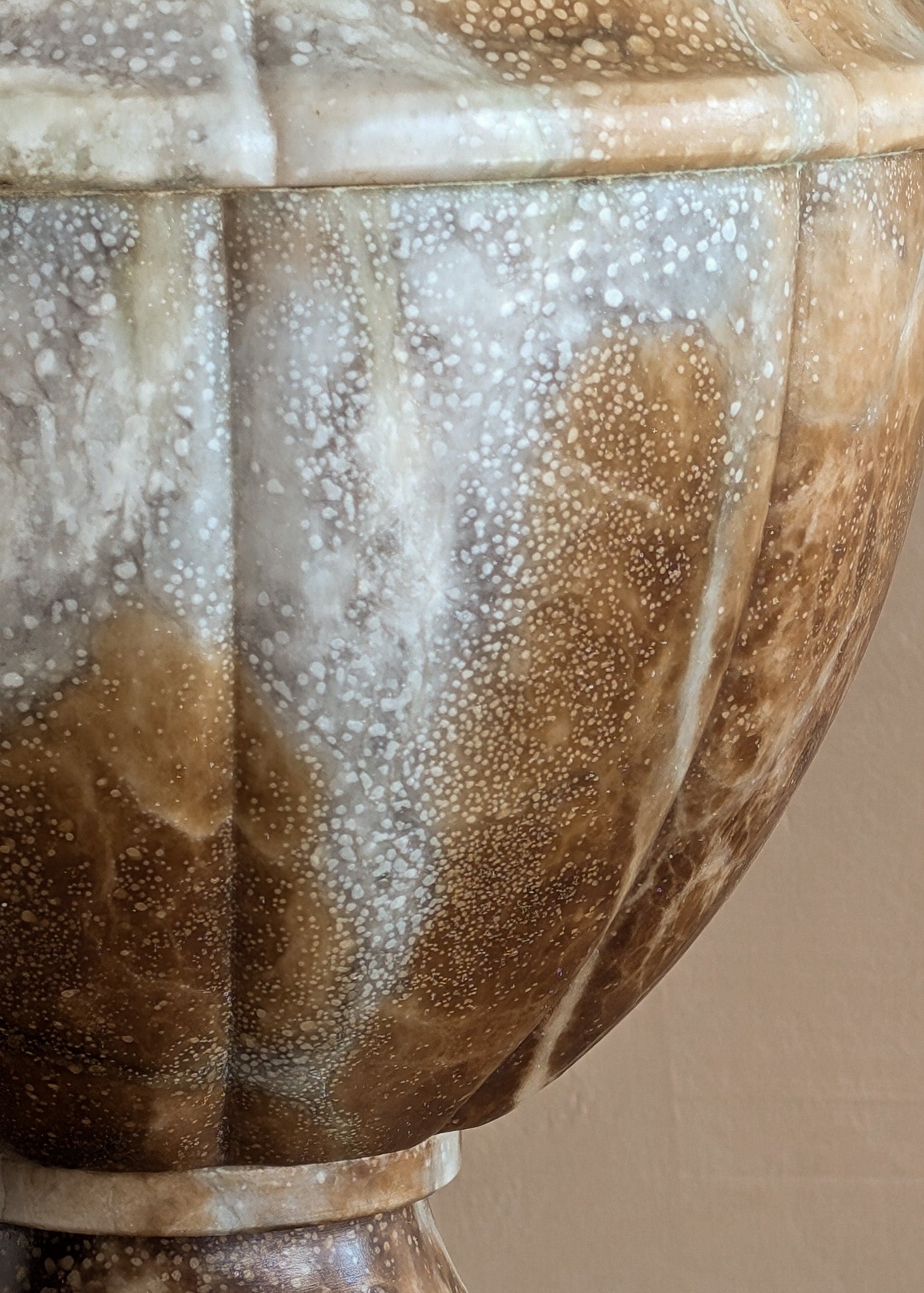 Unique Large Vintage Blue and Brown Alabaster Table Lamp