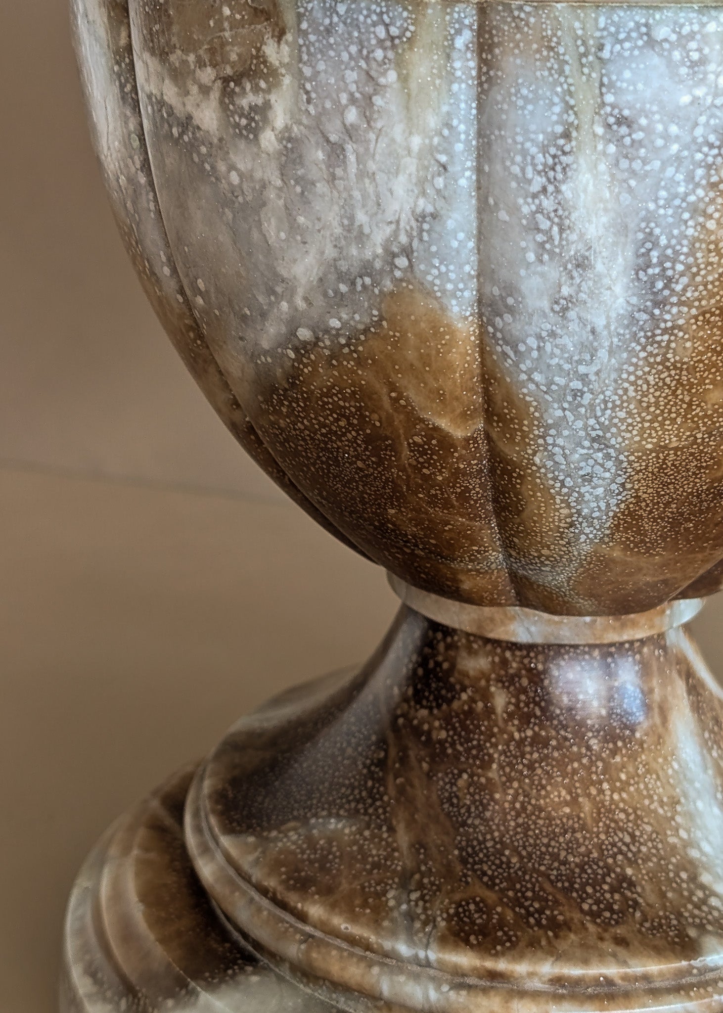Unique Large Vintage Blue and Brown Alabaster Table Lamp