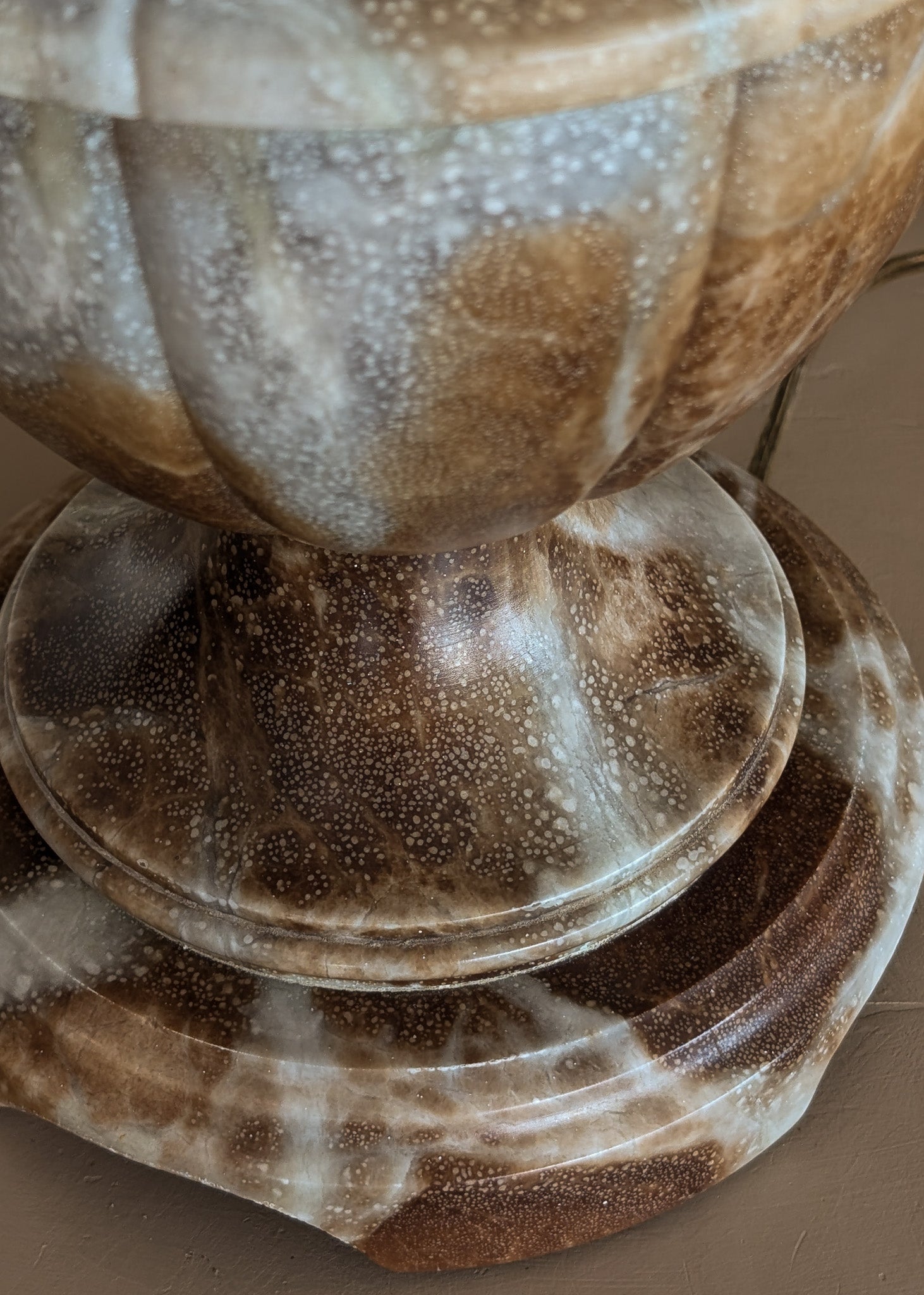 Unique Large Vintage Blue and Brown Alabaster Table Lamp