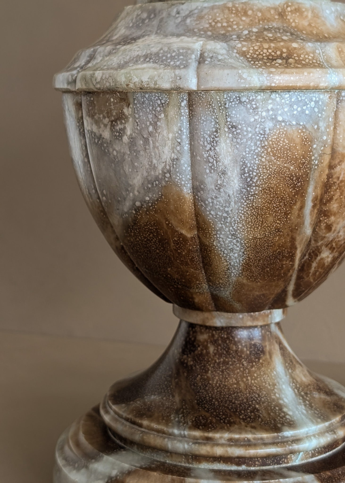 Unique Large Vintage Blue and Brown Alabaster Table Lamp