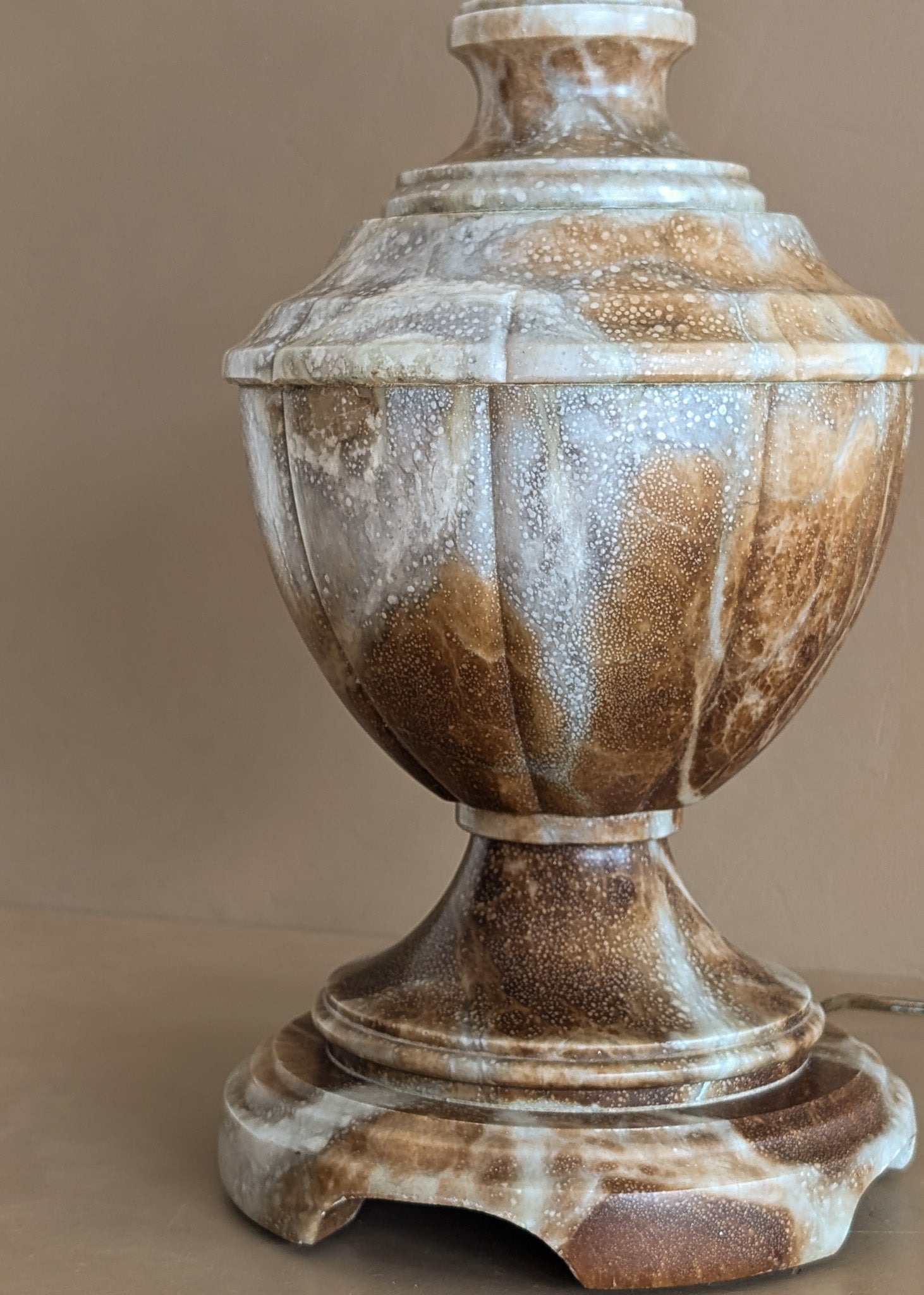 Unique Large Vintage Blue and Brown Alabaster Table Lamp